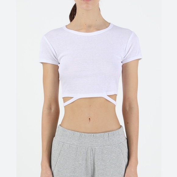 NEW Alo Yoga white Halo crop tee, size small, NWT - Picture 1 of 4
